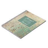 金ゴールドが聖人への感謝の気持ちを表すパーソナライズされた ノートブック (左側)