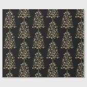 金ゴールドが重いクリスマスツリーとオーナメント ラッピングペーパー (フラット)