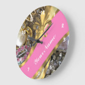 金ゴールドきらきら光るなfleur de lys ラージ壁時計 (傾斜)