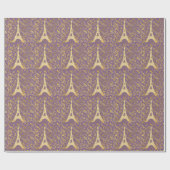 金ゴールドきらきら光るエッフェル塔 ラッピングペーパー (フラット)