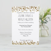 金ゴールドきらきら光るグリッターコンフェッ結婚ト 招待状 (スタンド正面)