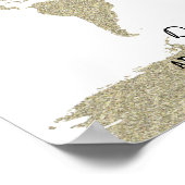 金ゴールドきらきら光るグリッター世界地図抽象芸術アートポスター ポスター (角)