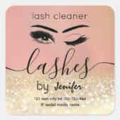 金ゴールドきらびやかなウィンクの点滅の延長のラッシュ スクエアシール (正面)