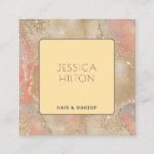 金ゴールドきらびやかな抽象芸術パステル水彩洗剤 スクエア名刺 (正面)