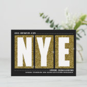 金ゴールドきらびやかな新年のイブのカクテルパーティー 招待状 (スタンド正面)