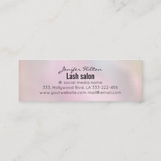 金ゴールドきらびやかな高級メイクアップ目書 スキニー名刺 (裏面)