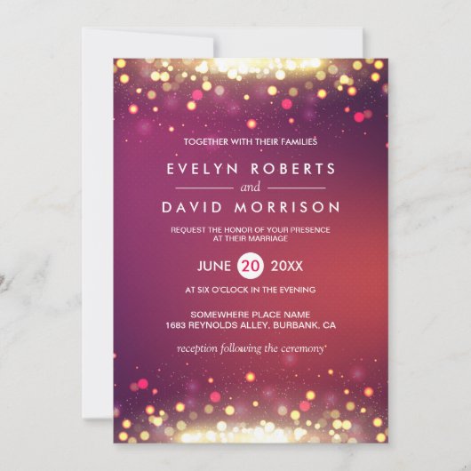 金ゴールドきらめくきらめくラフォーマルイ結婚ト 招待状 (正面)