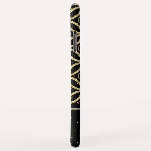 金ゴールドきらめくと黒の幾何学的パターン Case-Mate iPhoneケース (裏面/右)