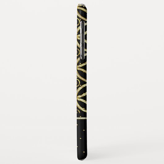 金ゴールドきらめくと黒の幾何学的パターン Case-Mate iPhoneケース (裏面/左)