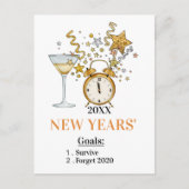 金ゴールドきらめくの新年の願い ポストカード (正面)