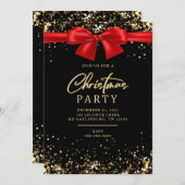 金ゴールドきらめくエレガント光クリスマスパーティー 招待状 (正面/裏面)