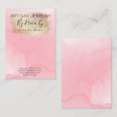 金ゴールドきらめくオンピンク水彩イヤリングカード 名刺 (正面/裏面)