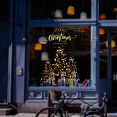 金ゴールドきらめくクリスマスツリーズビジネスホリデー ウィンドウサイン