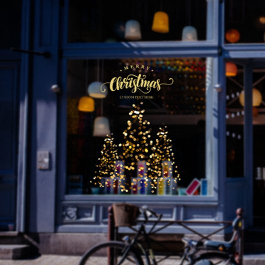 金ゴールドきらめくクリスマスツリーズビジネスホリデー ウィンドウサイン