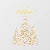 金ゴールドきらめくクリスマスツリーズビジネスホリデー ウィンドウサイン (シート)