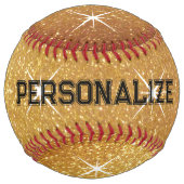 金ゴールドきらめくグリッターカスタムソフトボールのスポーツ贈り物 ソフトボール (裏面)