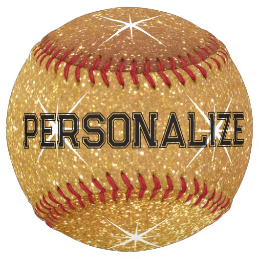 金ゴールドきらめくグリッターカスタムソフトボールのスポーツ贈り物 ソフトボール (正面)