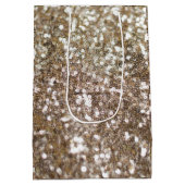 金ゴールドきらめくグリッターグラムガーリーグリジー ミディアムペーパーバッグ (裏面)