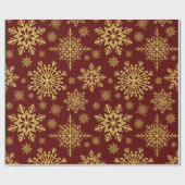 金ゴールドきらめくグリッタースノーフレーク包み紙 ラッピングペーパー (フラット)