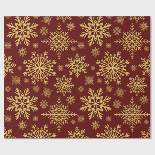 金ゴールドきらめくグリッタースノーフレーク包み紙 ラッピングペーパー (フラット)