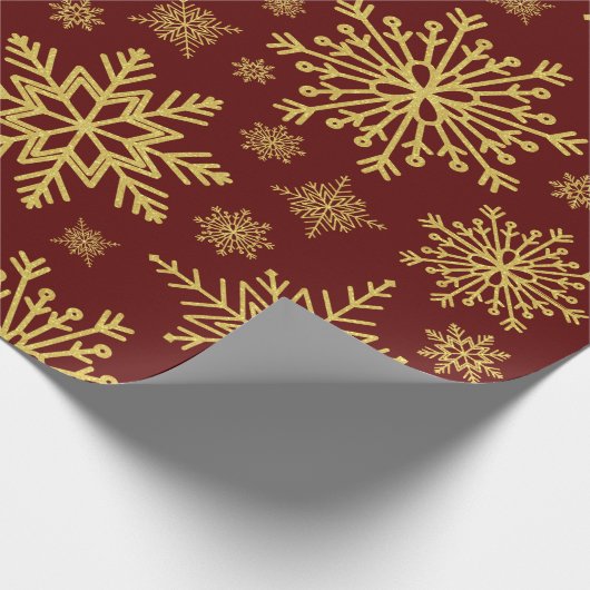 金ゴールドきらめくグリッタースノーフレーク包み紙 ラッピングペーパー (角)