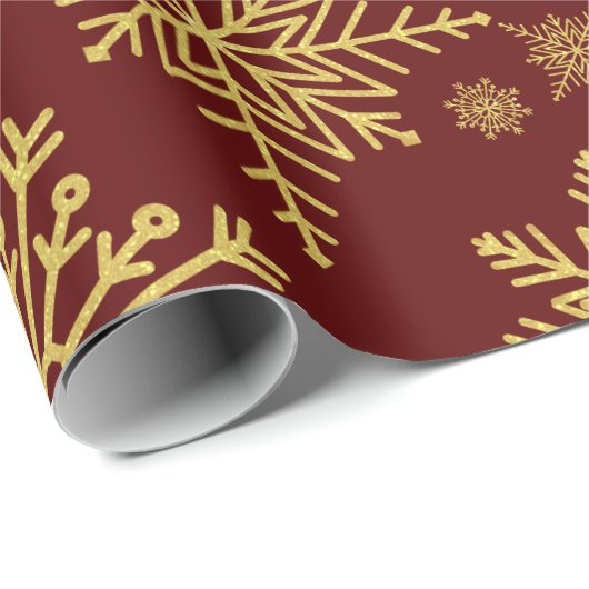 金ゴールドきらめくグリッタースノーフレーク包み紙 ラッピングペーパー (ロールコーナー)