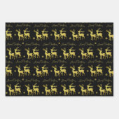 金ゴールドきらめくグリッターディアメリークリスマス ラッピングペーパーシート (正面)