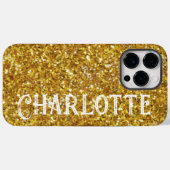 金ゴールドきらめくグリッターパーティーバイブパターン Case-Mate iPhoneケース (裏面 (横))