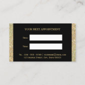 金ゴールドきらめくグリッターヘアサロンアポイントメントカード 予約カード (裏面)