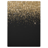金ゴールドきらめくグリッター&ダイヤモンドモノグラム クリップボード (裏面)