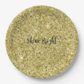 金ゴールドきらめくグリッター ペーパープレート (正面)