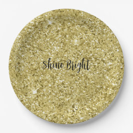 金ゴールドきらめくグリッター ペーパープレート