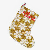 金ゴールドきらめくグリッター ラージクリスマスストッキング (正面 (吊り時))