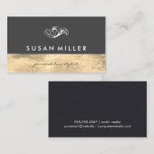 金ゴールドきらめくグレー色ブロック 名刺 (正面/裏面)