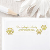 金ゴールドきらめくシックなスノーフレークホリデー ラベル (インサイチュ)