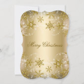 金ゴールドきらめくスノーフレーククリスマスホリデーパーティー 招待状 (裏面)