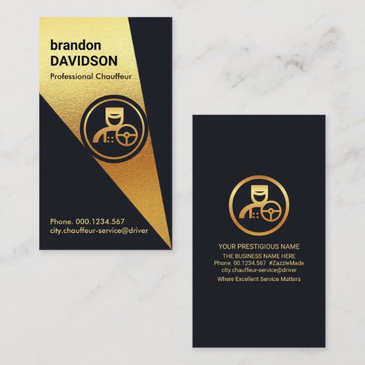 金ゴールドきらめくスポットライトOn Chauffeur 名刺 (正面/裏面)