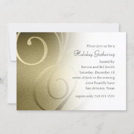 金ゴールドきらめくスワールホリデーパーティー招待状 招待状