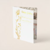 金ゴールドきらめくバタフライ誕生日実在 箔カード (正面)