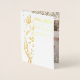 金ゴールドきらめくバタフライ誕生日実在 箔カード