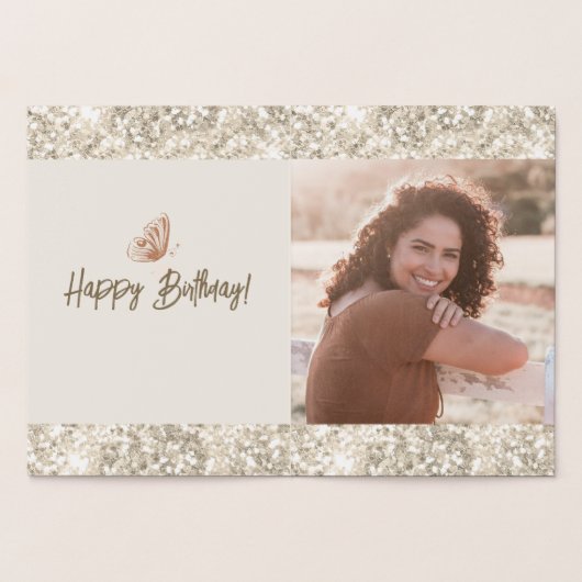 金ゴールドきらめくバタフライ誕生日実在 箔カード (内部)