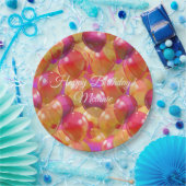 金ゴールドきらめくピンクコーラルバースデーパーティーバルーン ペーパープレート (パーティー)