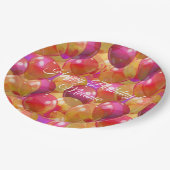 金ゴールドきらめくピンクコーラルバースデーパーティーバルーン ペーパープレート (アングル)