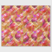 金ゴールドきらめくピンクコーラルバースデーパーティーバルーン ラッピングペーパー (フラット)