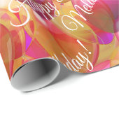 金ゴールドきらめくピンクコーラルバースデーパーティーバルーン ラッピングペーパー (ロールコーナー)