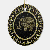 金ゴールドきらめくフレーム付き金ゴールド象 セラミックオーナメント (左)