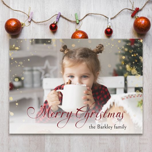金ゴールドきらめくメリークリスマス書道写真 シーズンカード