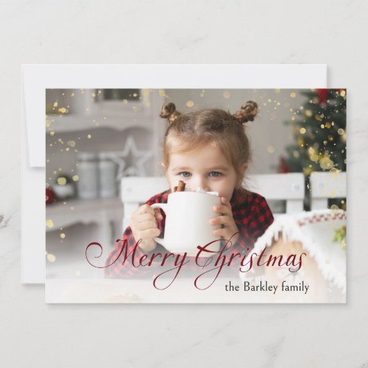 金ゴールドきらめくメリークリスマス書道写真 シーズンカード (正面)