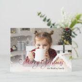 金ゴールドきらめくメリークリスマス書道写真 シーズンカード (スタンド正面)
