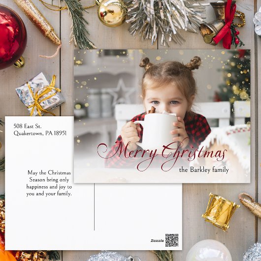 金ゴールドきらめくメリークリスマス書道写真 シーズンポストカード